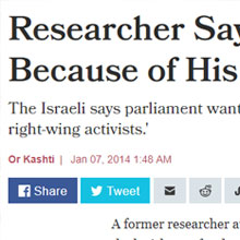 Researcher Says Knesset Demoted Him Because of His Political Views